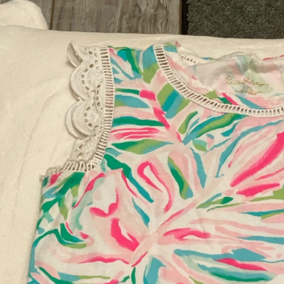 Lilly Pulitzer Agee Croc My World Eyelet Ladder Lace Trim Supima Dress, 16630 - Picture 4 of 12